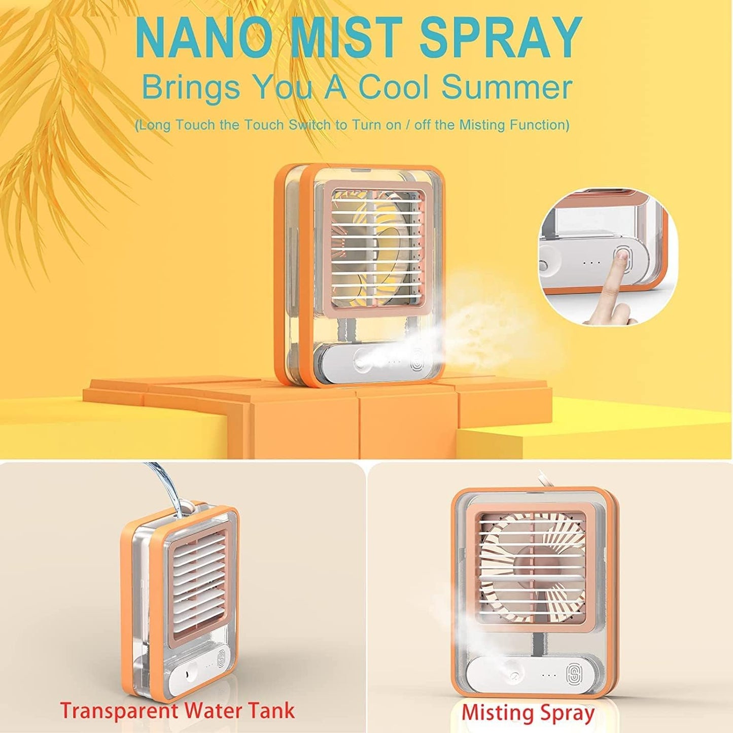 Rechargeable Battery Operated Mini Fan with Mist Water Spray
