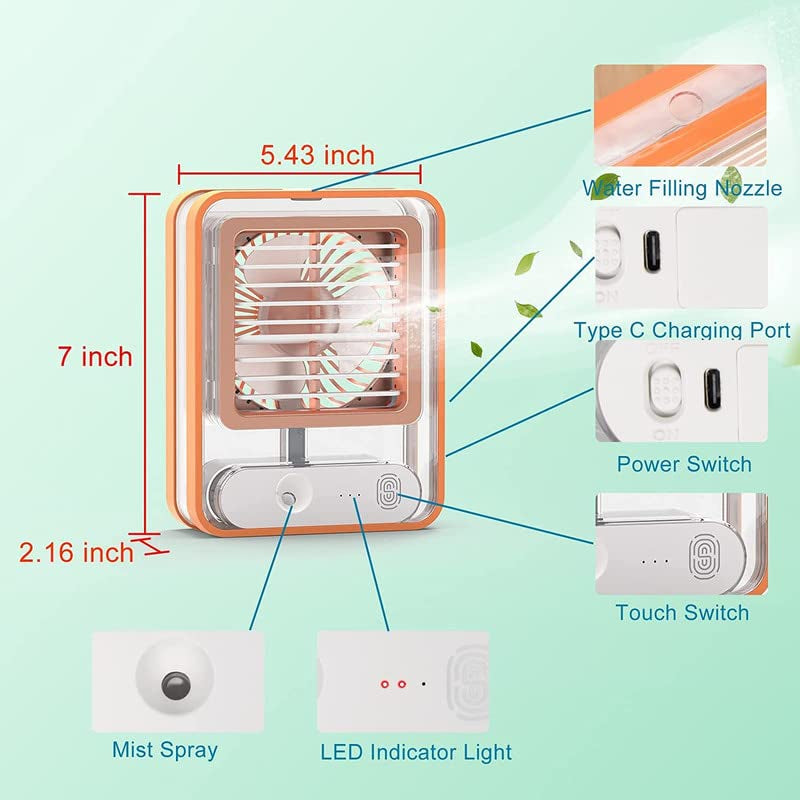 Rechargeable Battery Operated Mini Fan with Mist Water Spray