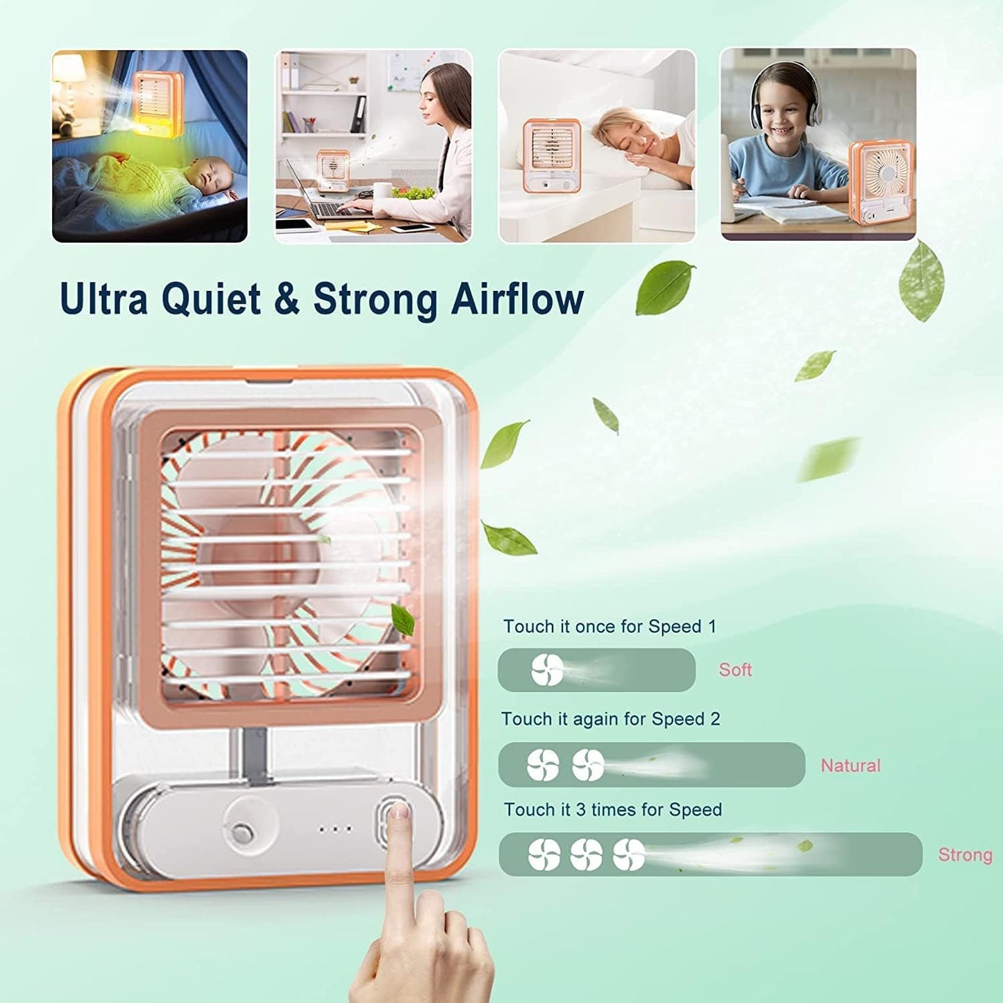 Rechargeable Battery Operated Mini Fan with Mist Water Spray