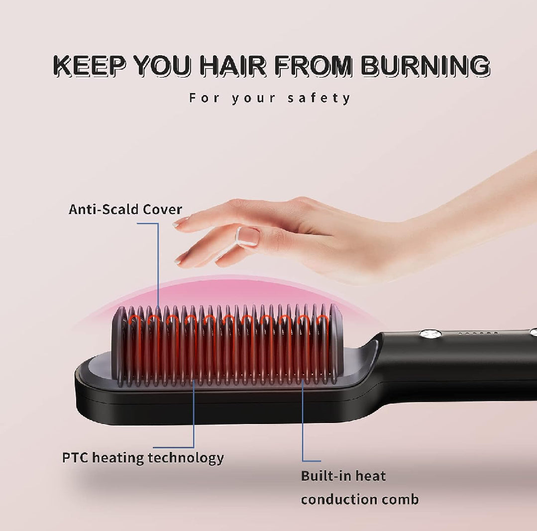 Hair Straightener Brush Electric 2 in 1