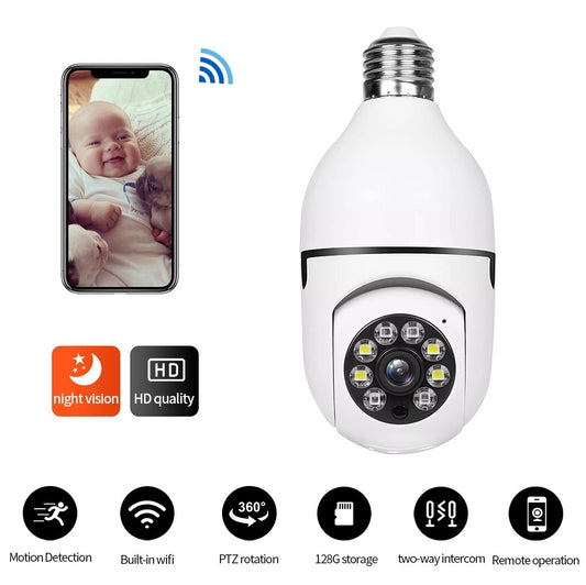 360º Wifi Panoramic Bulb Camera 1080p Full HD