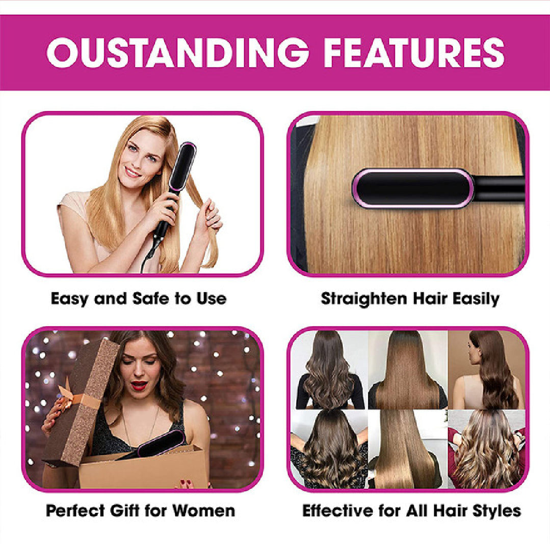 Hair Straightener Brush Electric 2 in 1