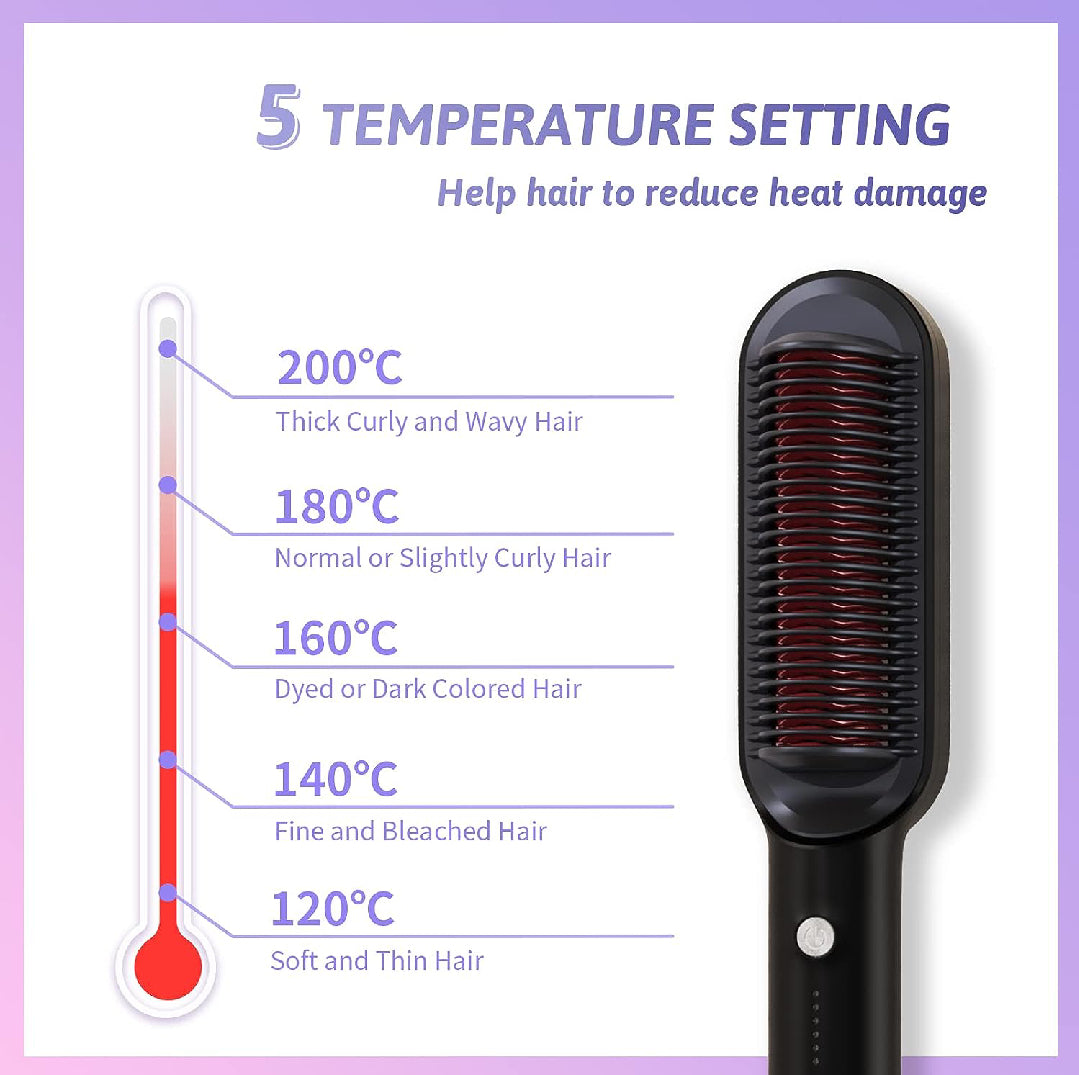 Hair Straightener Brush Electric 2 in 1