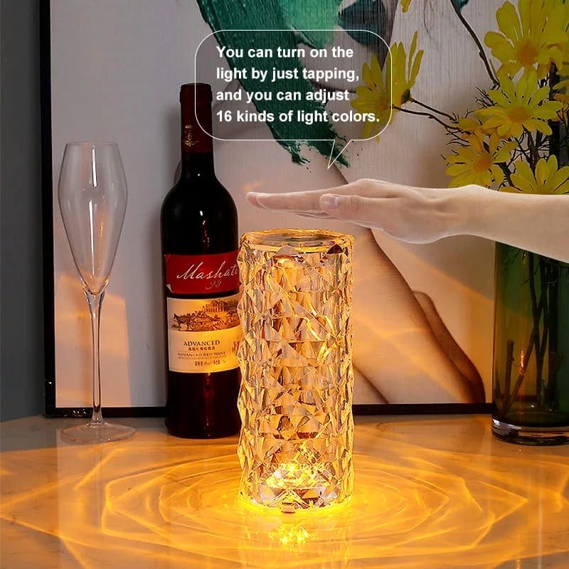 Crystal Rechargeable Table Lamp, Diamond Touch Sensor